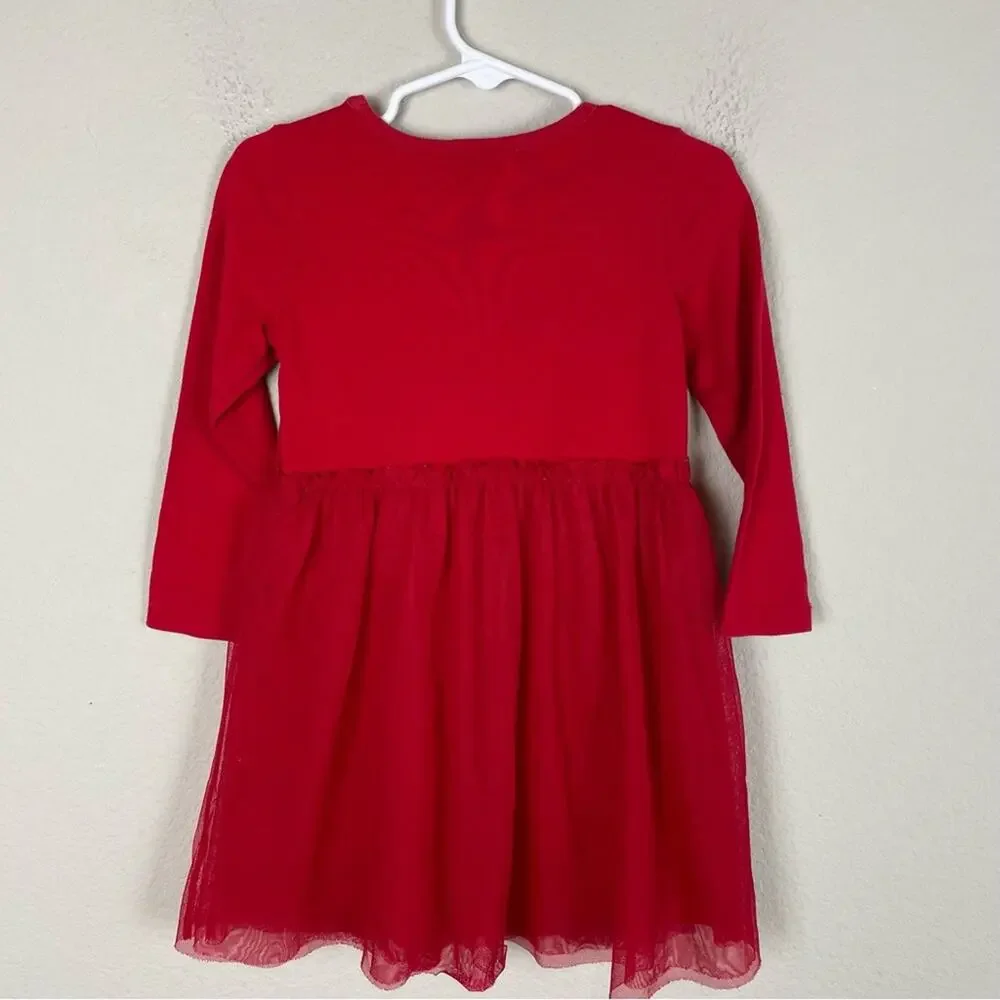 Hanna Andersson Red Knit Tule Skirted Dress 3T